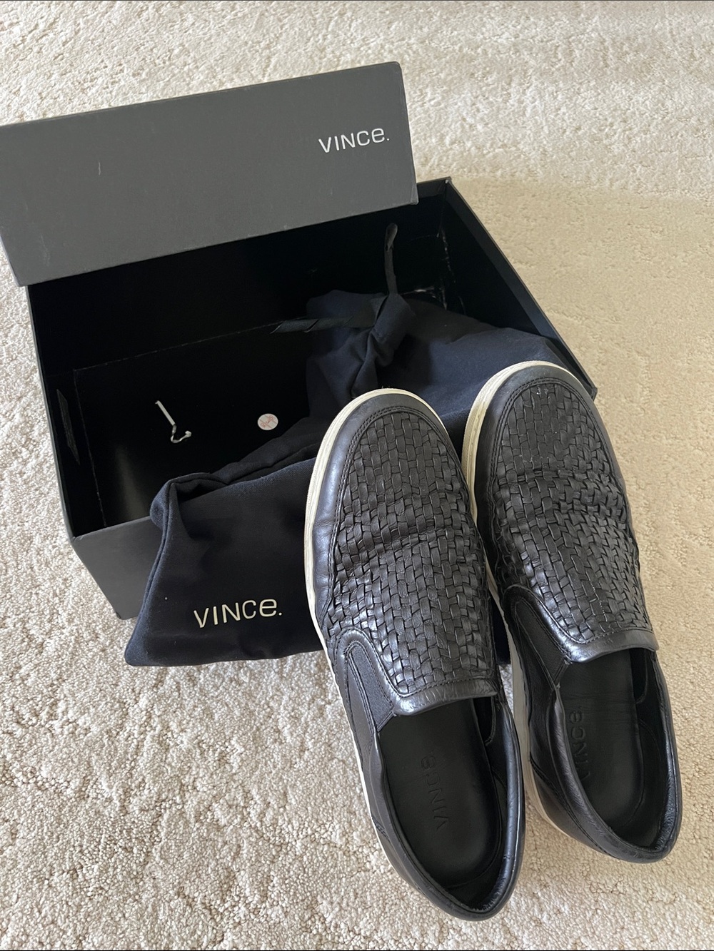 Vince Men's Black Woven Slip-On Sneakers